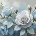 Miniatura fototapety Bukiet Niebieskich i Białych Róż