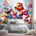 Miniatura fototapety Fantazyjne Zwierzęta i Kolorowe Drzewa we wnętrzu pokoju dziecka