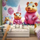 Miniatura fototapety Chomiki i Balony w Pastelach we wnętrzu pokoju dziecka