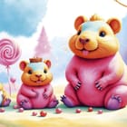 Miniatura fototapety Chomiki i Balony w Pastelach