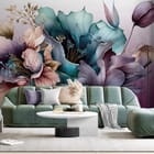 Miniatura fototapety Egzotyczne kwiaty w odcieniach fioletu we wnętrzu salonu