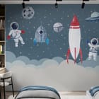 Miniatura fototapety Kosmiczna przygoda dla dzieci we wnętrzu pokoju nastolatka