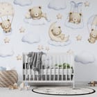 Miniatura fototapety Misie na chmurkach i księżycu we wnętrzu pokoju dziecka