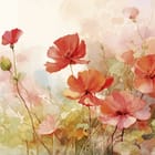 Miniatura fototapety Czerwone maki na tle akwareli