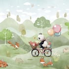Miniatura fototapety Panda na rowerze z balonami