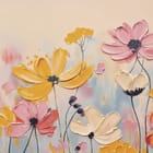 Miniatura fototapety Kwiaty Polne na Jasnym Tle