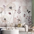 Miniatura fototapety Delikatne maki na jasnym tle we wnętrzu salonu