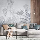 Miniatura fototapety Szkicowane Kwiaty i Liście we wnętrzu salonu