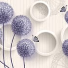 Miniatura fototapety Fioletowe kwiaty i białe okręgi