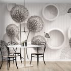 Miniatura fototapety Kwiaty 3D z okrągłymi główkami we wnętrzu kuchni