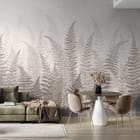 Miniatura fototapety Gęste liście paproci na tle we wnętrzu salonu