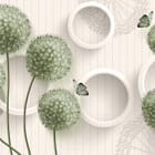 Miniatura fototapety Kwiaty 3D z białymi okręgami