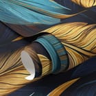 Miniatura fototapety Kolorowe pióra na ciemnym tle fragment #1