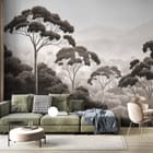 Miniatura fototapety Leśne Drzewa i Mgła we wnętrzu salonu