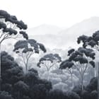 Miniatura fototapety Leśne drzewa i mgła w tle