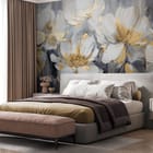 Miniatura fototapety Kwiaty polne na ciemnym tle we wnętrzu sypialni