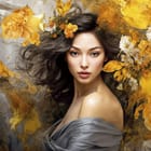 Miniatura fototapety Kobieta z Kwiatami we Włosach