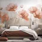 Miniatura fototapety Czerwone maki na jasnym tle, czerwony we wnętrzu sypialni