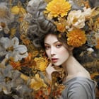 Miniatura fototapety Kobieta z kwiatami we włosach