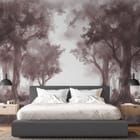 Miniatura fototapety Gęsty las z wysokimi drzewami we wnętrzu sypialni