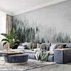 Miniatura fototapety Mglisty las iglasty we wnętrzu salonu