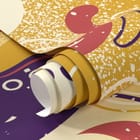 Miniatura fototapety Piłka nożna w ruchu na żółtym tle fragment #1