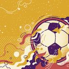 Miniatura fototapety Piłka nożna w ruchu na żółtym tle