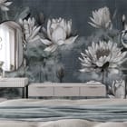 Miniatura fototapety Egzotyczne kwiaty lotosu na wodzie we wnętrzu sypialni