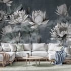 Miniatura fototapety Egzotyczne kwiaty lotosu na wodzie we wnętrzu salonu