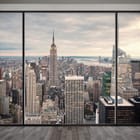 Miniatura fototapety Panorama miasta przez okno