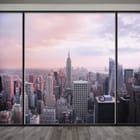 Miniatura fototapety Panorama miasta z różowym niebem