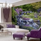 Miniatura fototapety Ogród z Wodospadem i Roślinnością we wnętrzu salonu