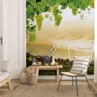 Miniatura fototapety Winorośl i Pola pod Zachmurzonym Niebem we wnętrzu salonu