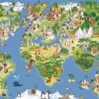 Miniatura fototapety Mapa świata z zabytkami