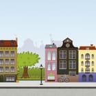 Miniatura fototapety Kolorowe kamienice w spokojnej okolicy