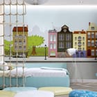 Miniatura fototapety Kolorowe kamienice w spokojnej okolicy we wnętrzu pokoju nastolatka