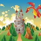 Miniatura fototapety Czerwony smok nad zamkiem