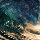 Miniatura fototapety Wielka fala oceaniczna o zachodzie