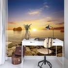 Miniatura fototapety Zachód słońca nad spokojnym morzem we wnętrzu biura