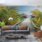 Miniatura fototapety Drewniany pomost do chat we wnętrzu salonu