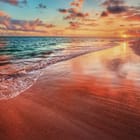 Miniatura fototapety Plaża przy zachodzie słońca