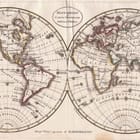 Miniatura fototapety Stara mapa świata w dwóch kołach