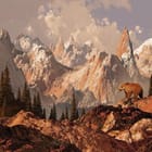 Miniatura fototapety Niedźwiedź na skalistym zboczu