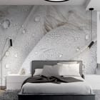 Miniatura fototapety Pióra z Kroplami Wody we wnętrzu sypialni