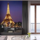Miniatura fototapety Wieża Eiffla nocą z odbiciem we wnętrzu salonu