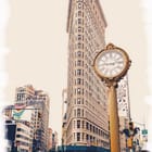 Miniatura fototapety Miejski krajobraz z zegarem
