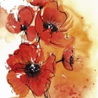 Miniatura fototapety Czerwone maki na białym tle