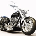 Miniatura fototapety Czarny motocykl na białym tle