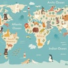 Miniatura fototapety Mapa świata z kontynentami dla dzieci