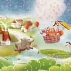 Miniatura fototapety Balon z Zwierzętami nad Wzgórzami